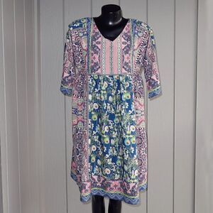 MISSLOOK Boho Pink and Blue Dress